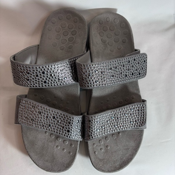 VIONIC Sz 10 Samoa Slides Slip On Sandals Comfort Insole Velcro Closure Flats - Picture 4 of 8